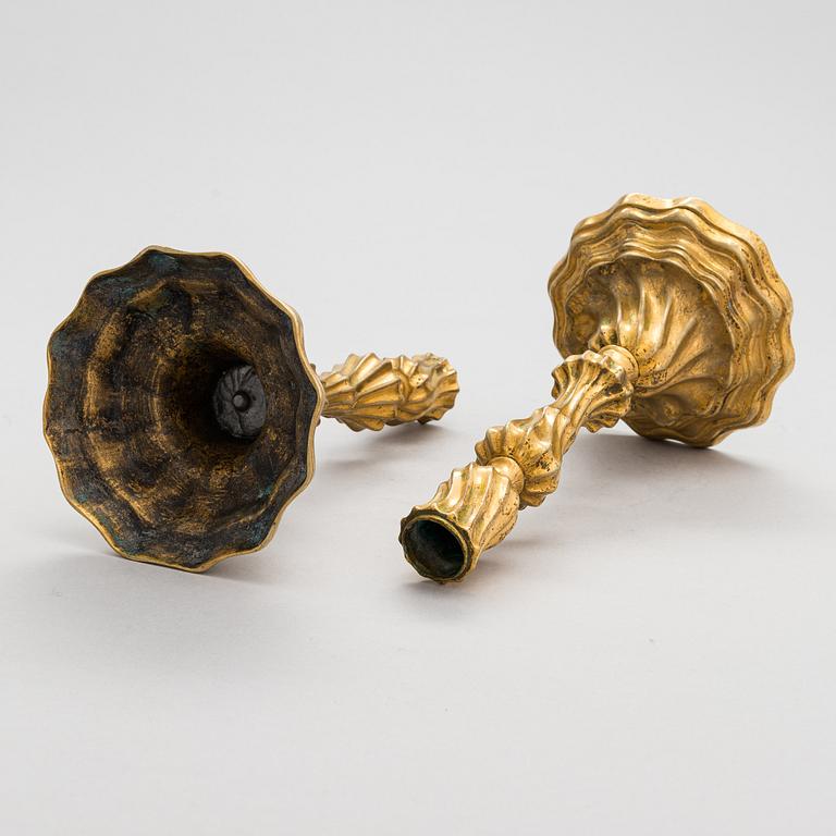 A pair of mid-18th century candlesticks France.