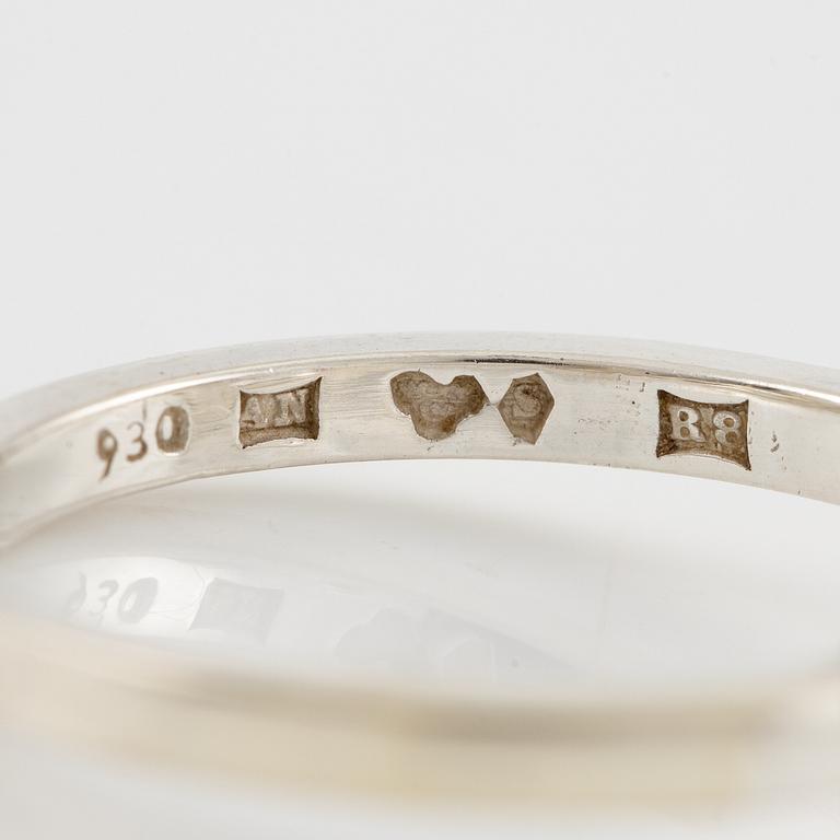 Wiwen Nilsson, ring, silver med trappslipad bergkristall, Lund 1943.