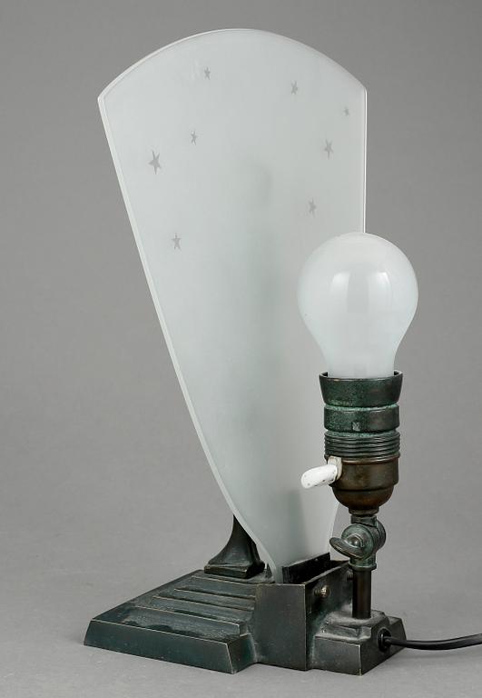 BORDSLAMPA, brons, 1900-talets andra kvartal.