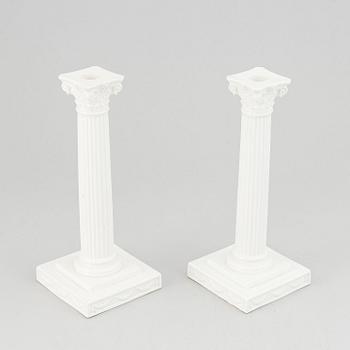 Gustavsberg, ljusstakar ett par, flintgods, 1900-talets början.