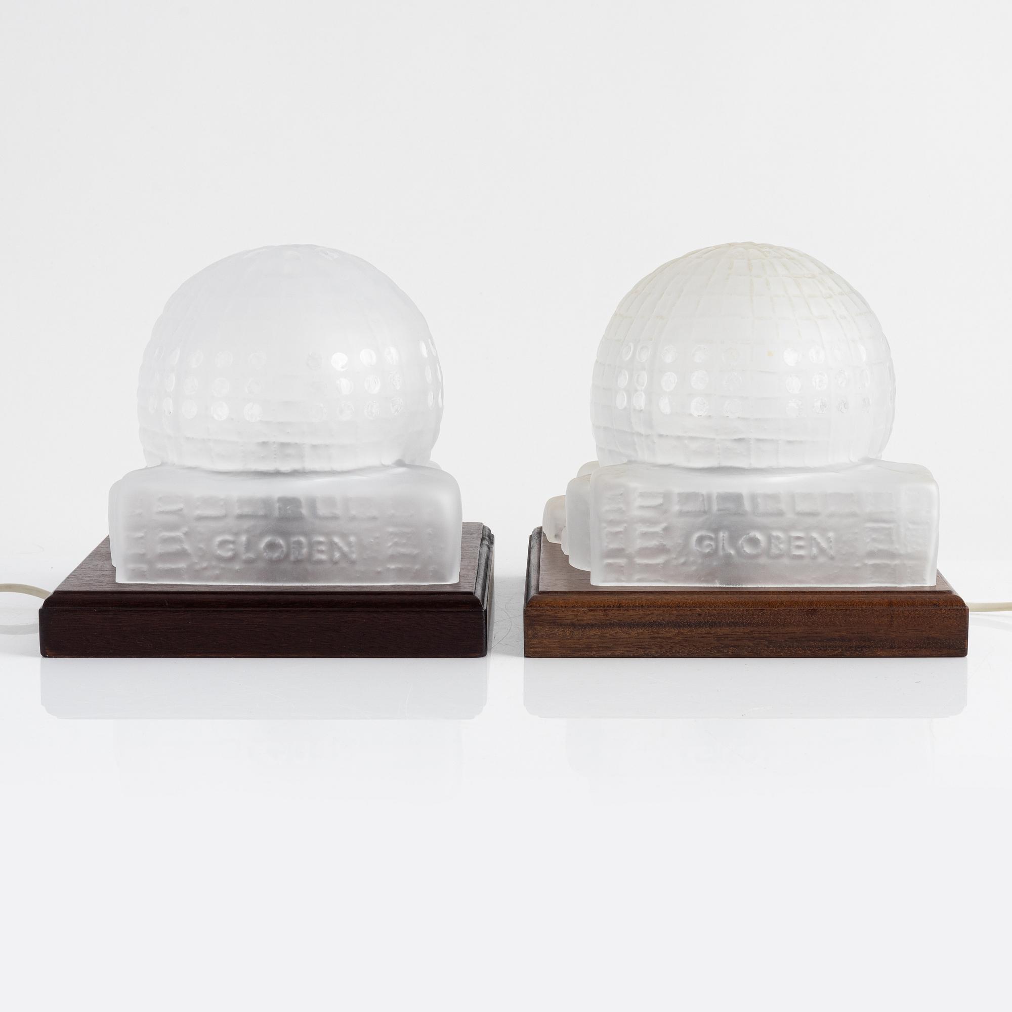 A pair of 'Globen' glass table lamps, Lindshammar, 1989.