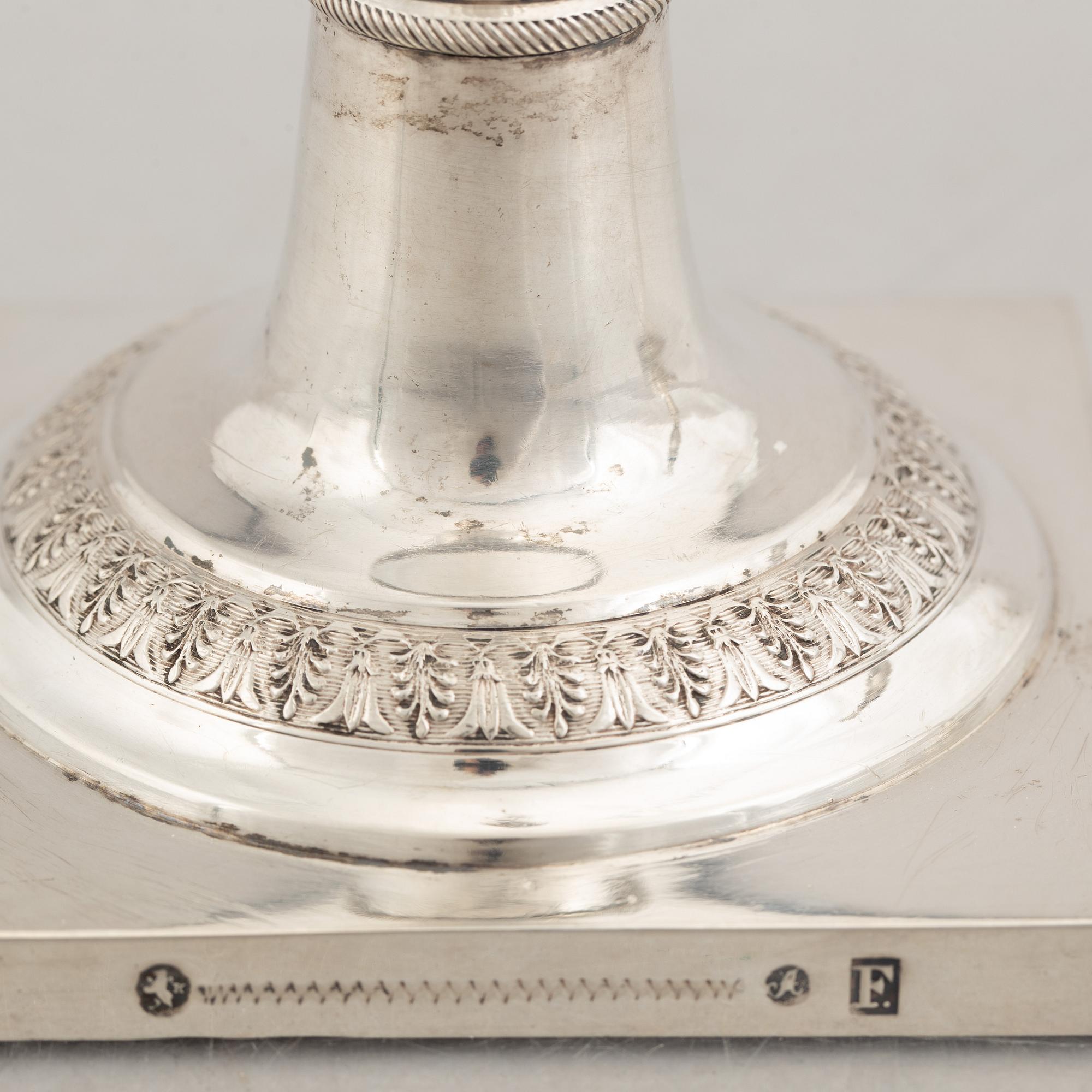 Two early 19th century German silver candlesticks, Berlin and Breslau 1820-1850.