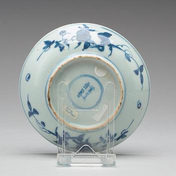 A set of 10 (9+1) blue and white dishes, Ming dynasty, Tianqi/Chongzhen.