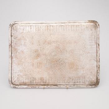 A Persian silver tray, mark of Vaspour, silver mark 84.