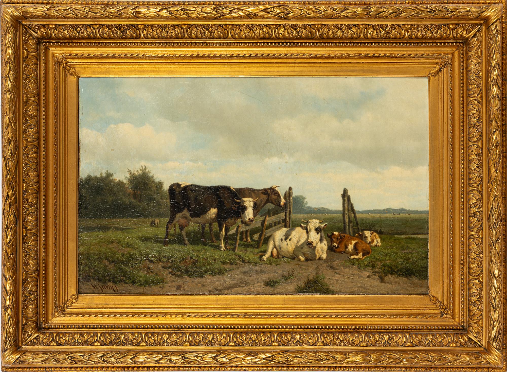 Hendrick Savry, Sommarlandskpa med kor, kalvar och får.