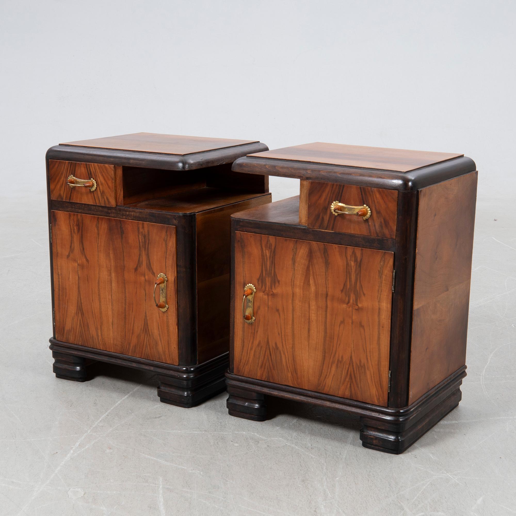 Nightstands, a pair, second half of the 20th century.