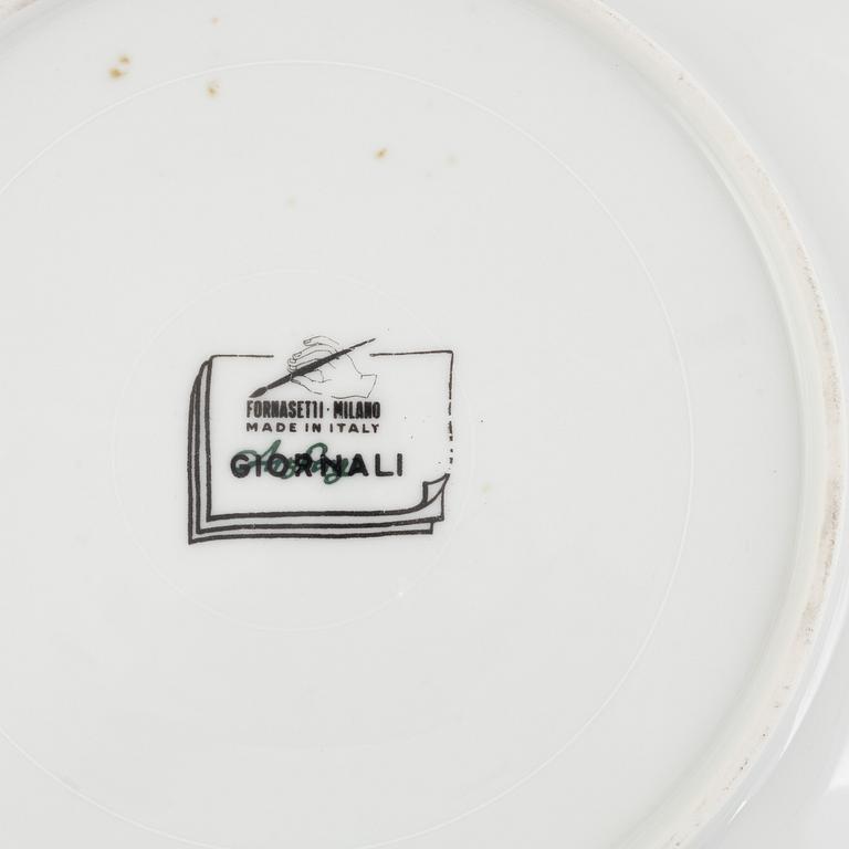 Piero Fornasetti, tallrikar, 6 st, porslin, "Giornale", Milano, Italien.