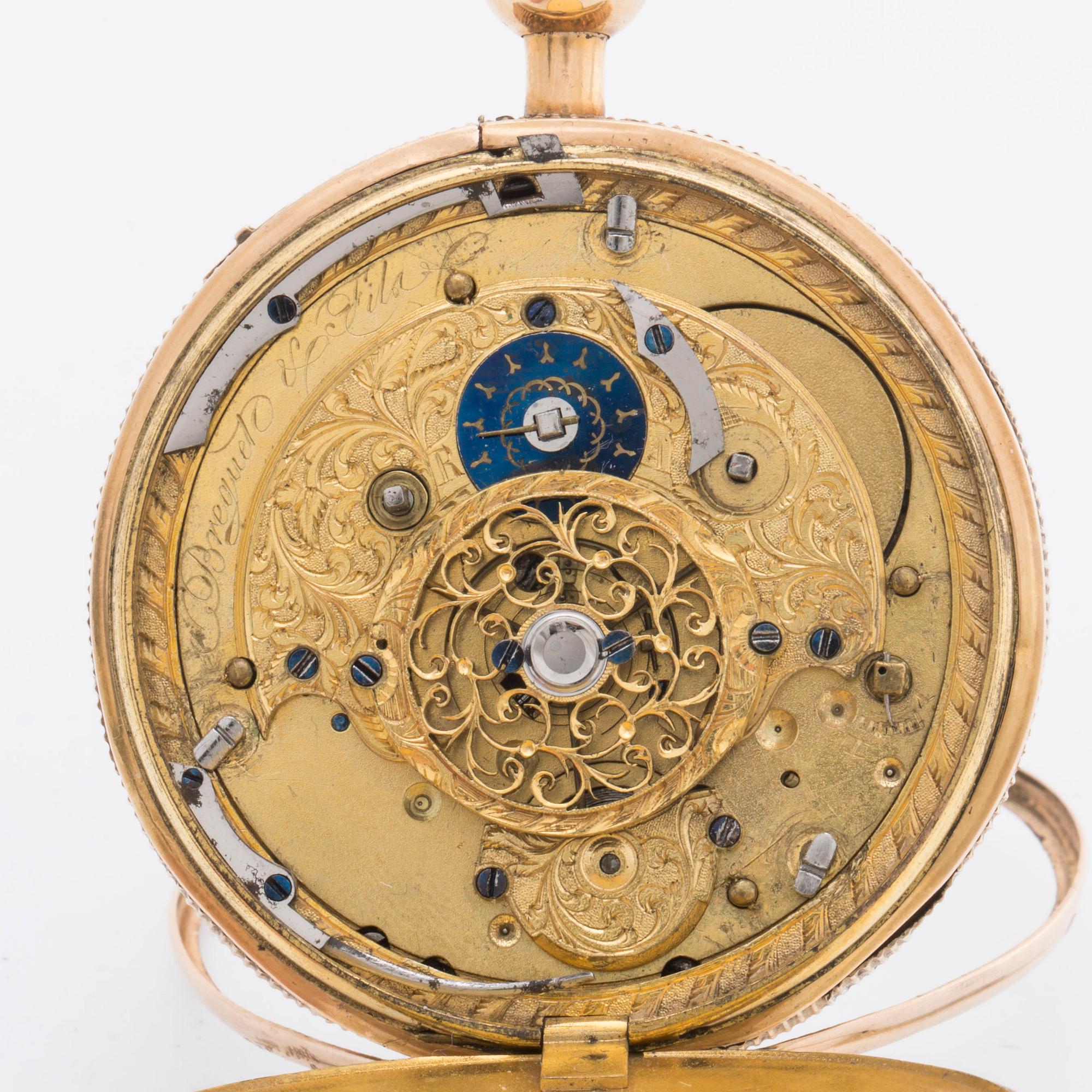 Pocket Watch, marked "BREGUET", turn of the century 1800, ca 52 mm..