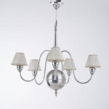 An Atelier Torndahl silver plated chandelier, Perstorp, Sweden 1920's-30's.