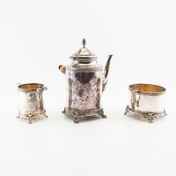 Coffee service 3 dlr Gustavian style GAB silver plate early 20th century.
