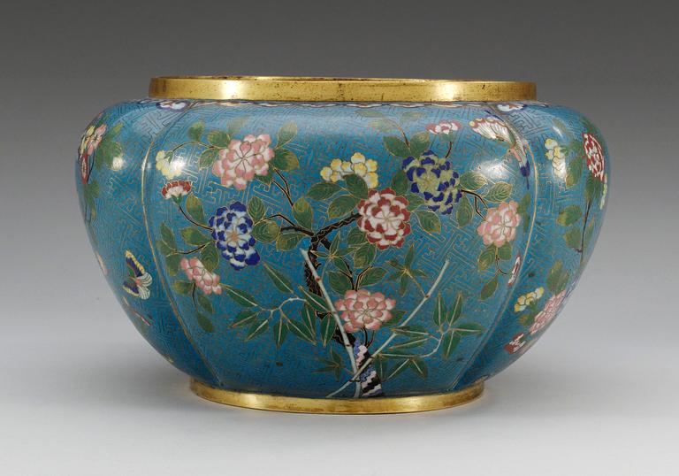 JARDINIÈRE, cloisonné, Qing dynastin, sen Qing dynasti, 1800-tal.