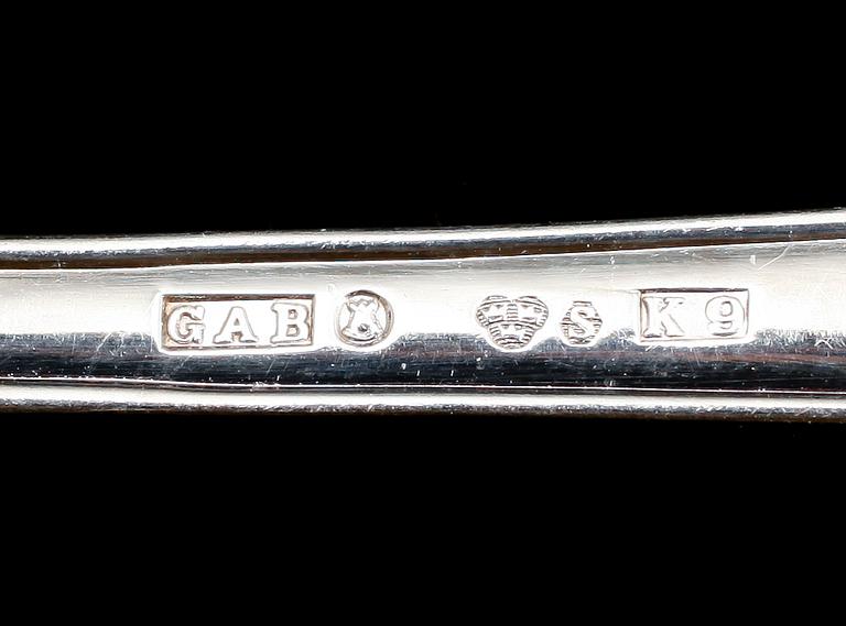 BESTICK, 47 delar, silver, gammalsvensk modell, GAB, Stockholm 1960-tal. Vikt med stålblad ca 1820 g.