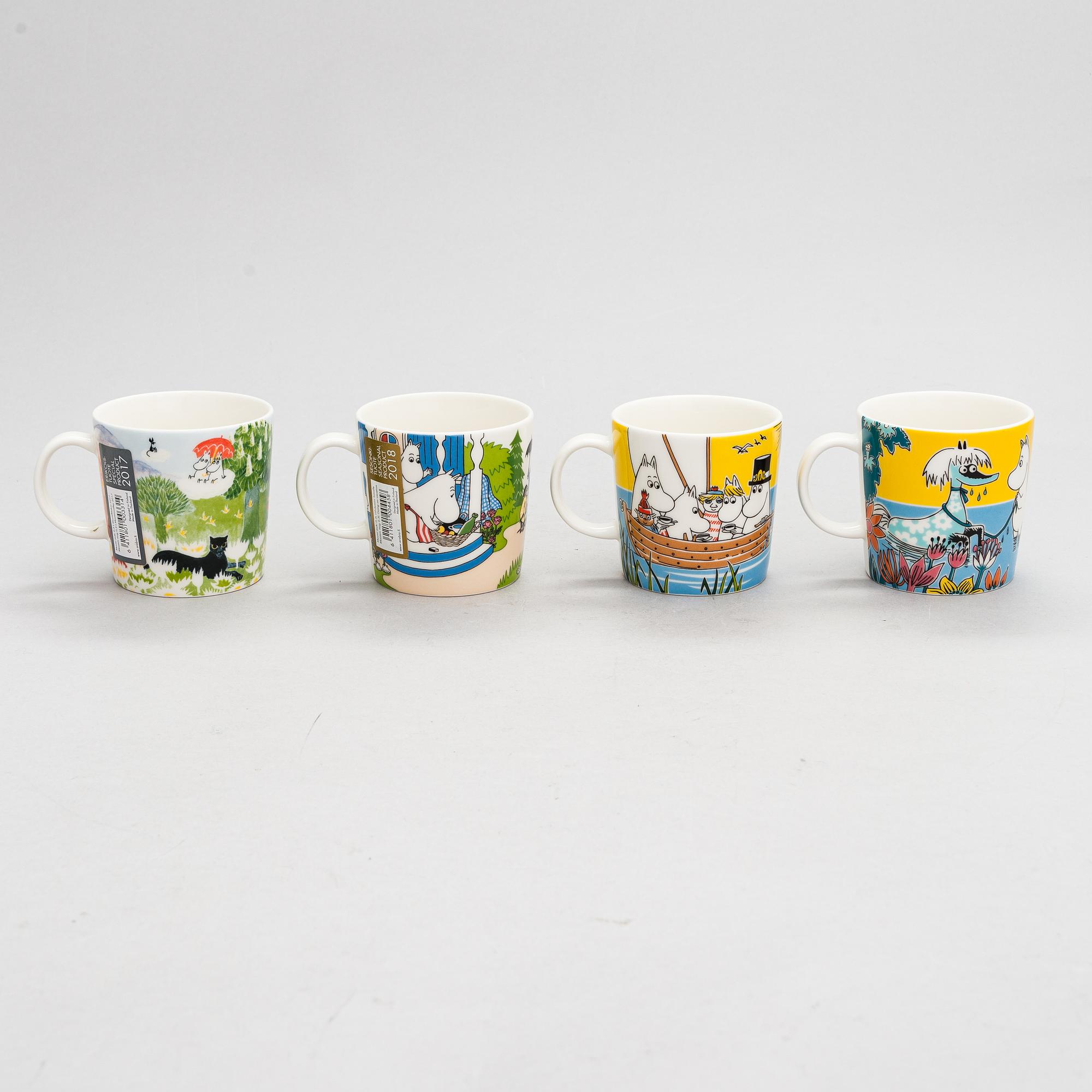 Muminmuggar, 8 st, porslin, Moomin Characters, Arabia.