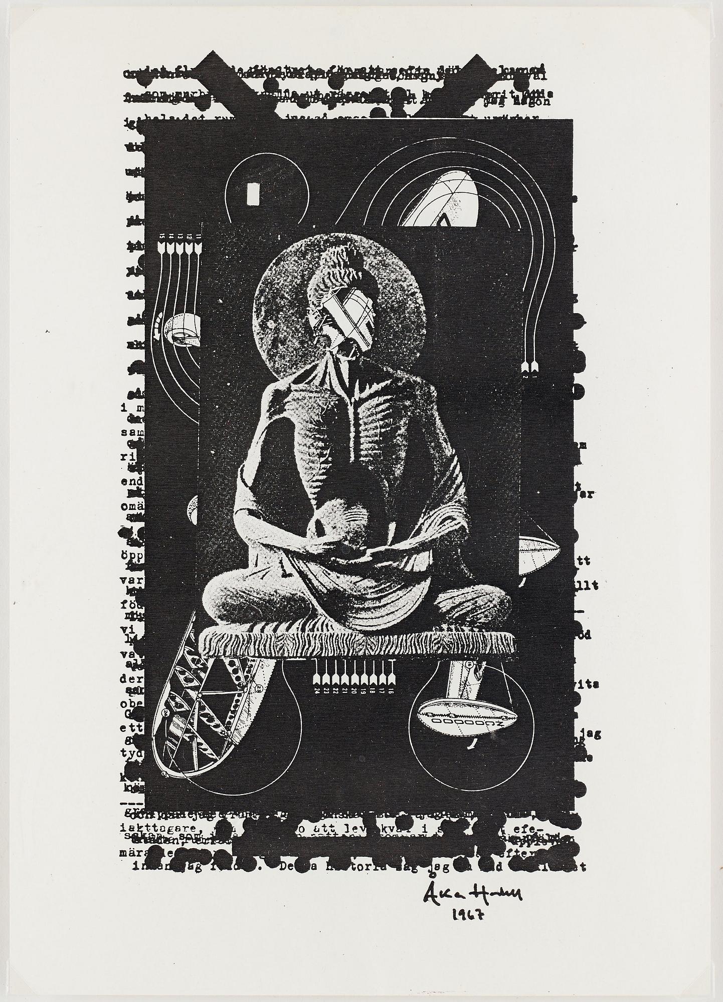 Åke Hodell, print signed and dated 1967.
