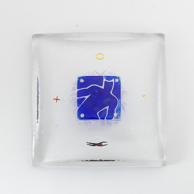 Bertil Vallien, fat, glas, Kosta Boda, signerad.