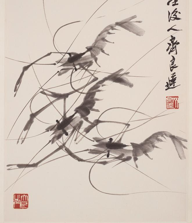 Qi Liangchi (1921-2003), signerad, färg och tusch på papper.