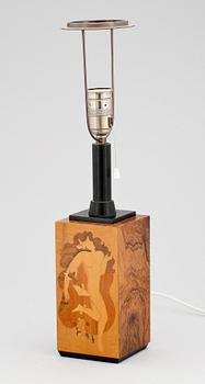 BORDSLAMPA, trol Mjölby intarsia, 1930/40-tal.