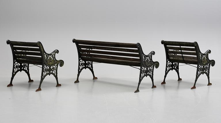 TRÄDGÅRDSMÖBLER, 4 st, gjutjärn, 1900-tal.
