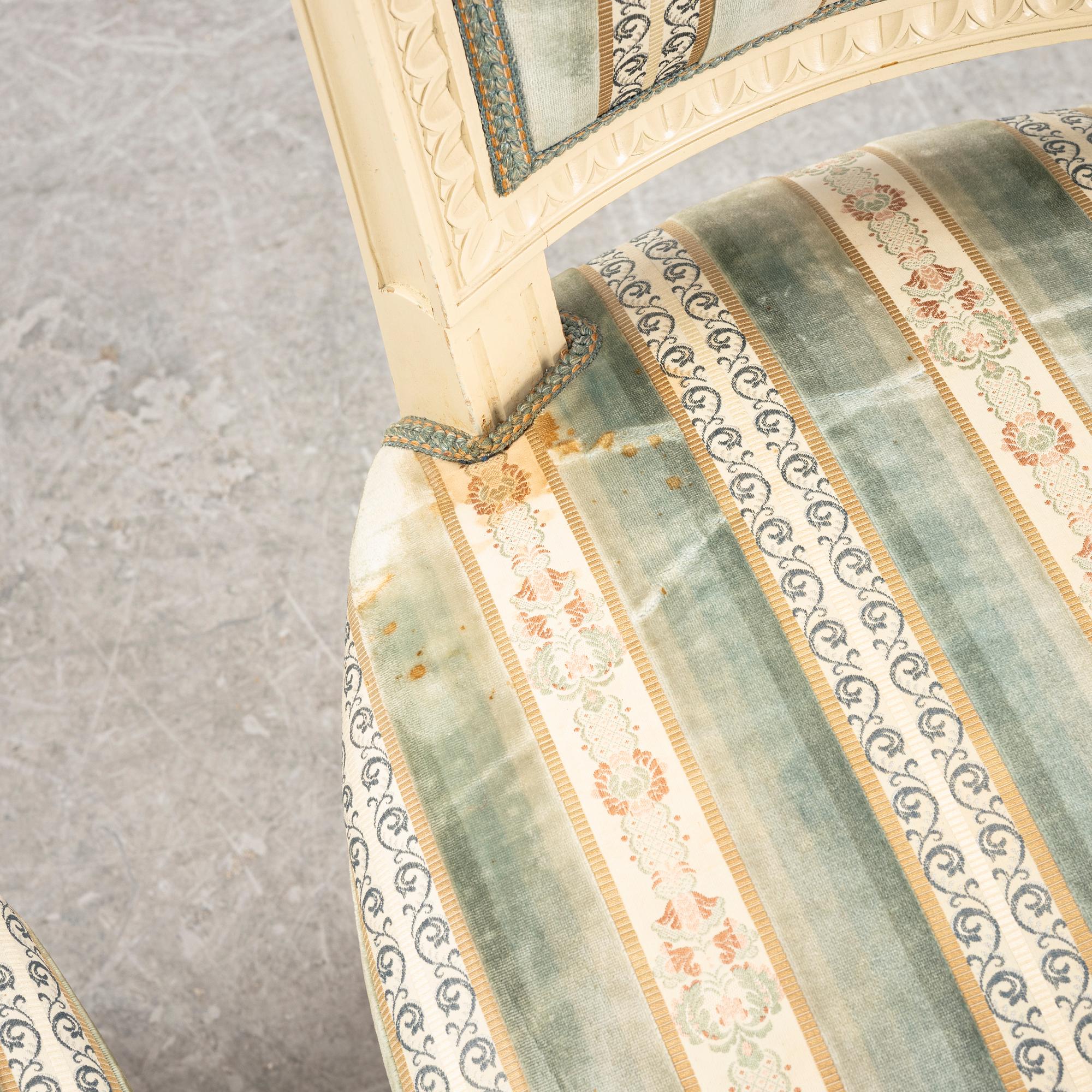 Stolar, 4 st, gustaviansk stil, Åmells Möbler, daterade 1974.