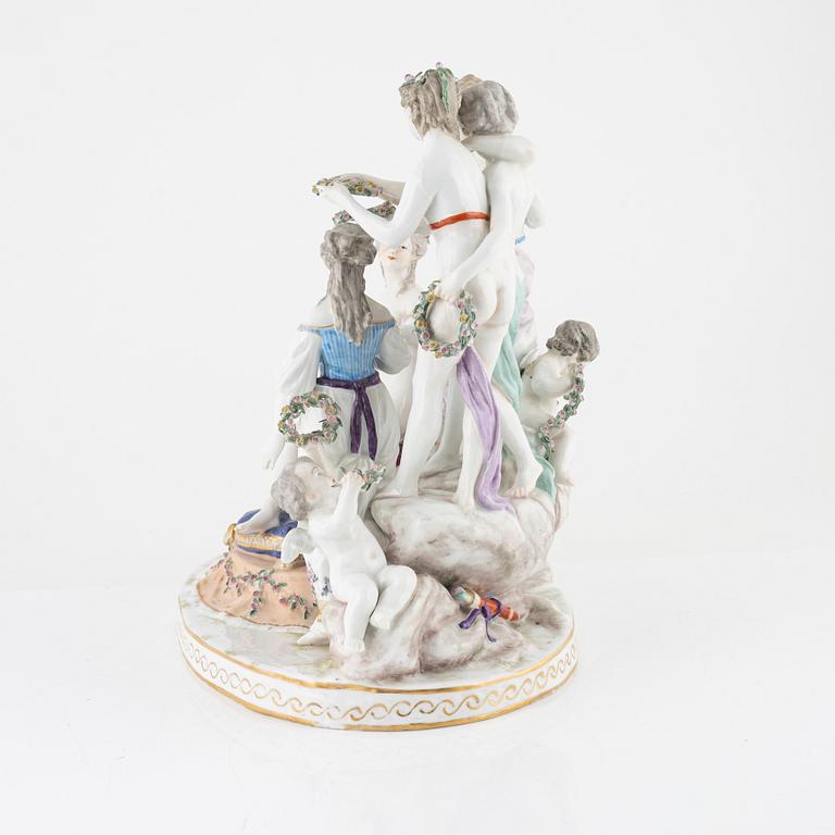 A porcelain figurine group, Meissen-like mark, early 20th century.