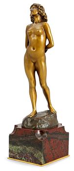 560. A Joé Decomps patinated bronze figure of a woman, first half of 19th century, signed.