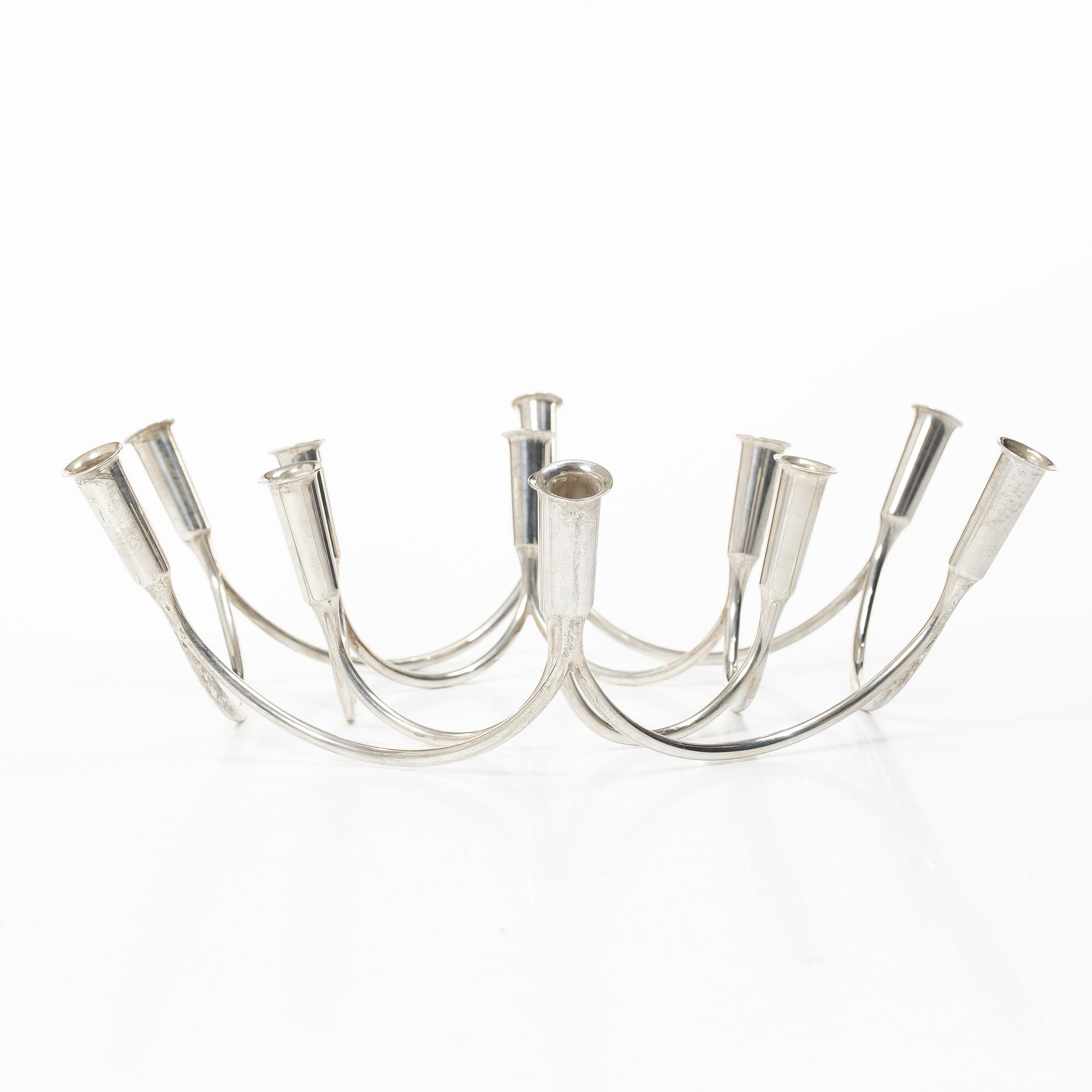 Eigil Jensen, candelabrum, 2 pieces, sterling silver, A Michelsen, Denmark, 1957–58.