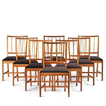 442. Josef Frank, a set of eight mahogany chairs model B 800, Firma Svenskt Tenn, mid 20th century.