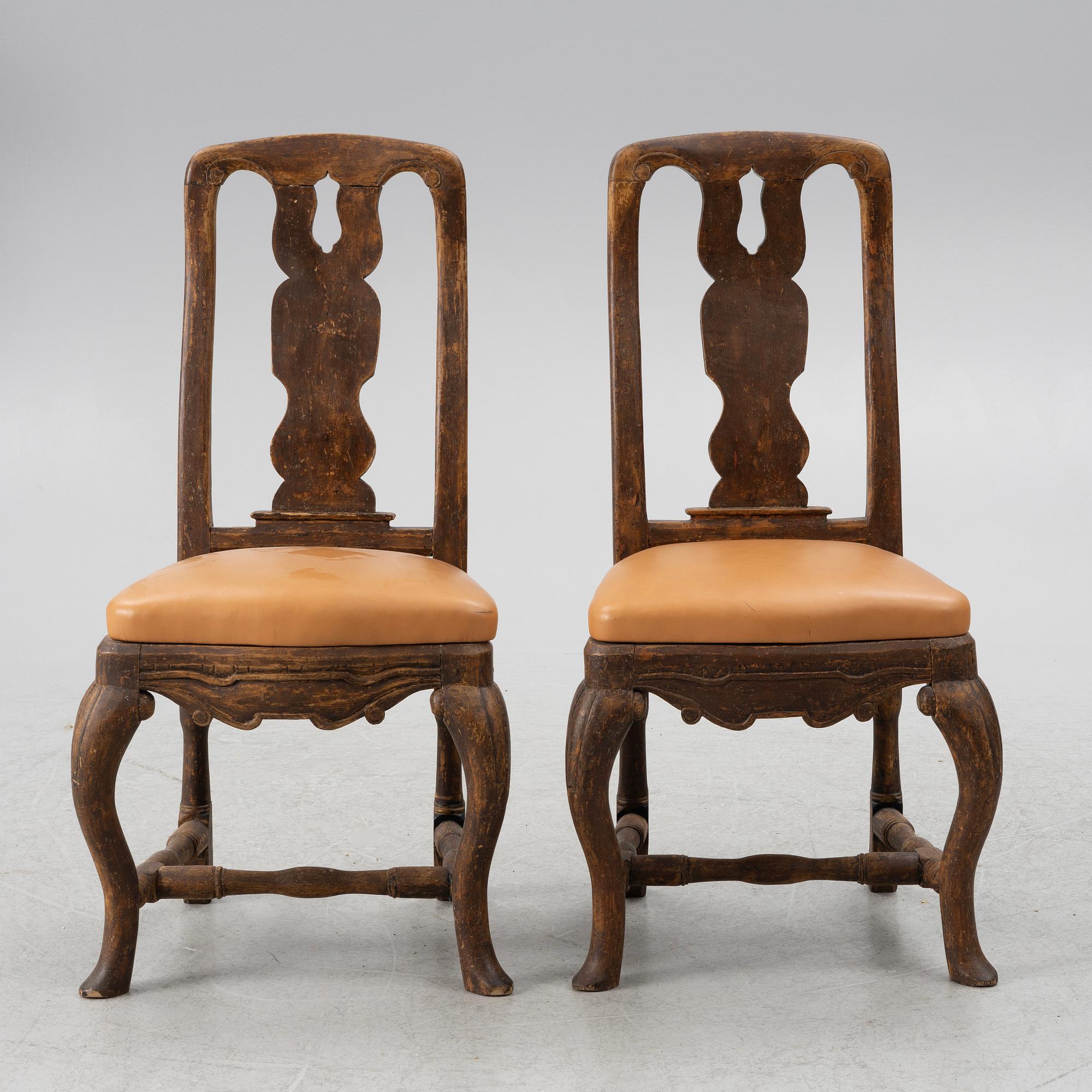 Stolar, ett par, senbarock, 1700-talets mitt.