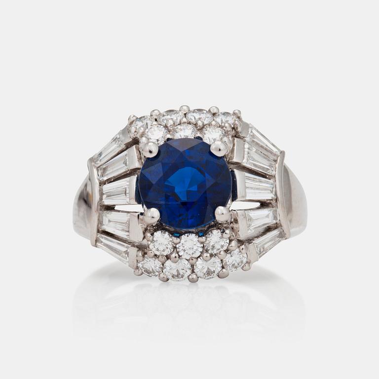 An unheated 4.02 ct sapphire and diamond ring.