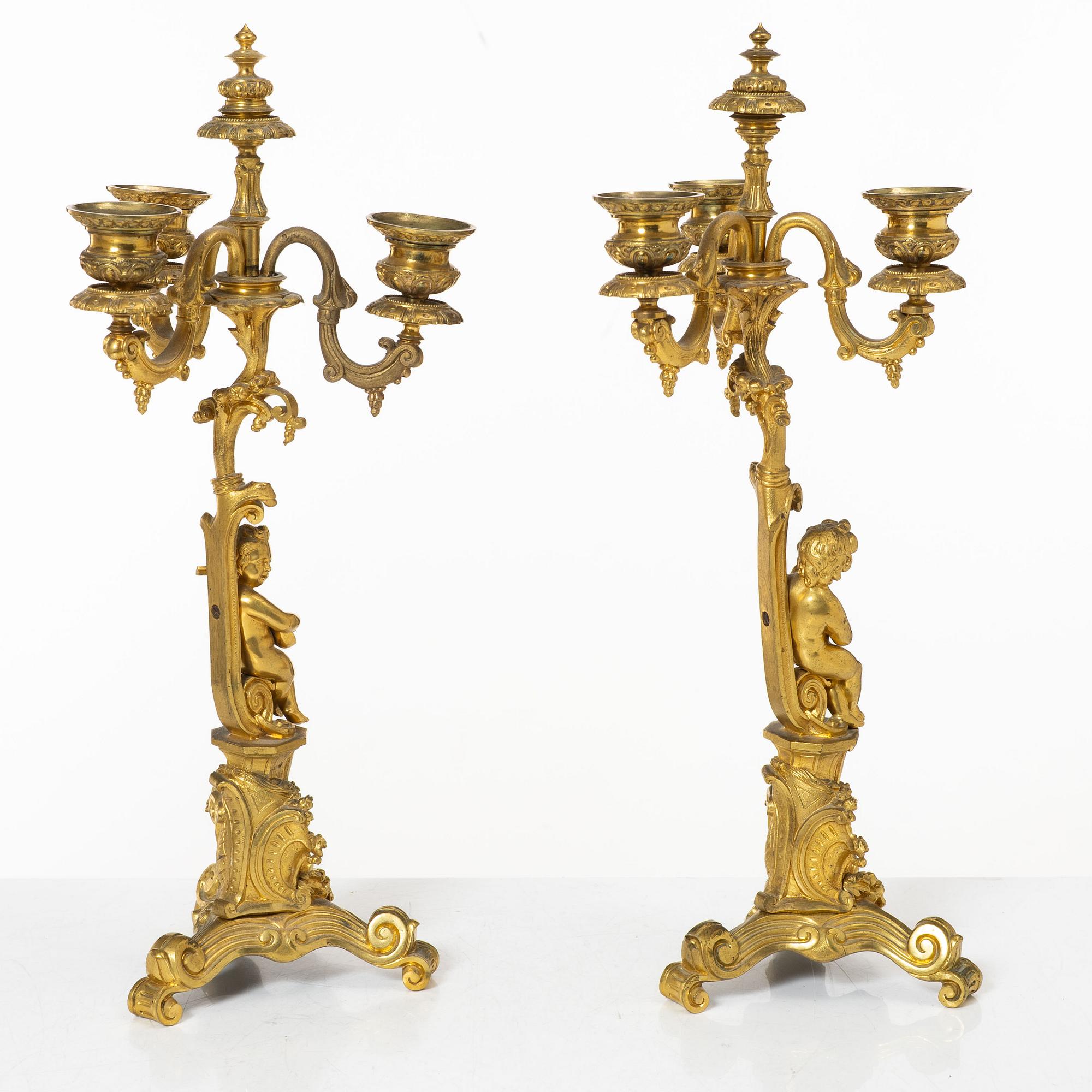 A pair of Louis XV style candelabras, 20th century.