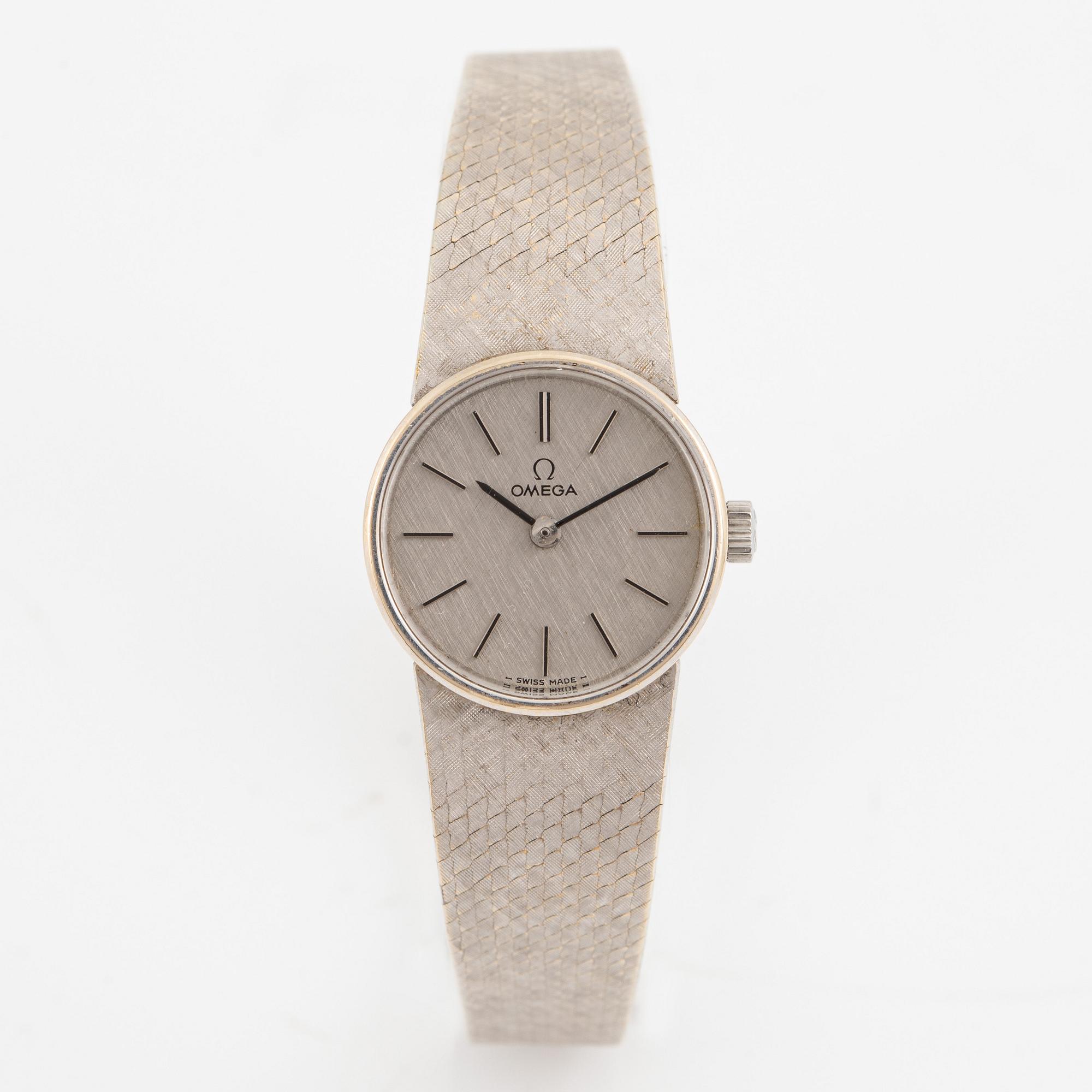 Omega, wristwatch, 18K white gold, 20 mm.