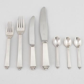 Harald Nielsen, cutlery, 7 pieces, sterling silver, model Pyramid, Georg Jensen/Georg Jensen & Wendel, Denmark.