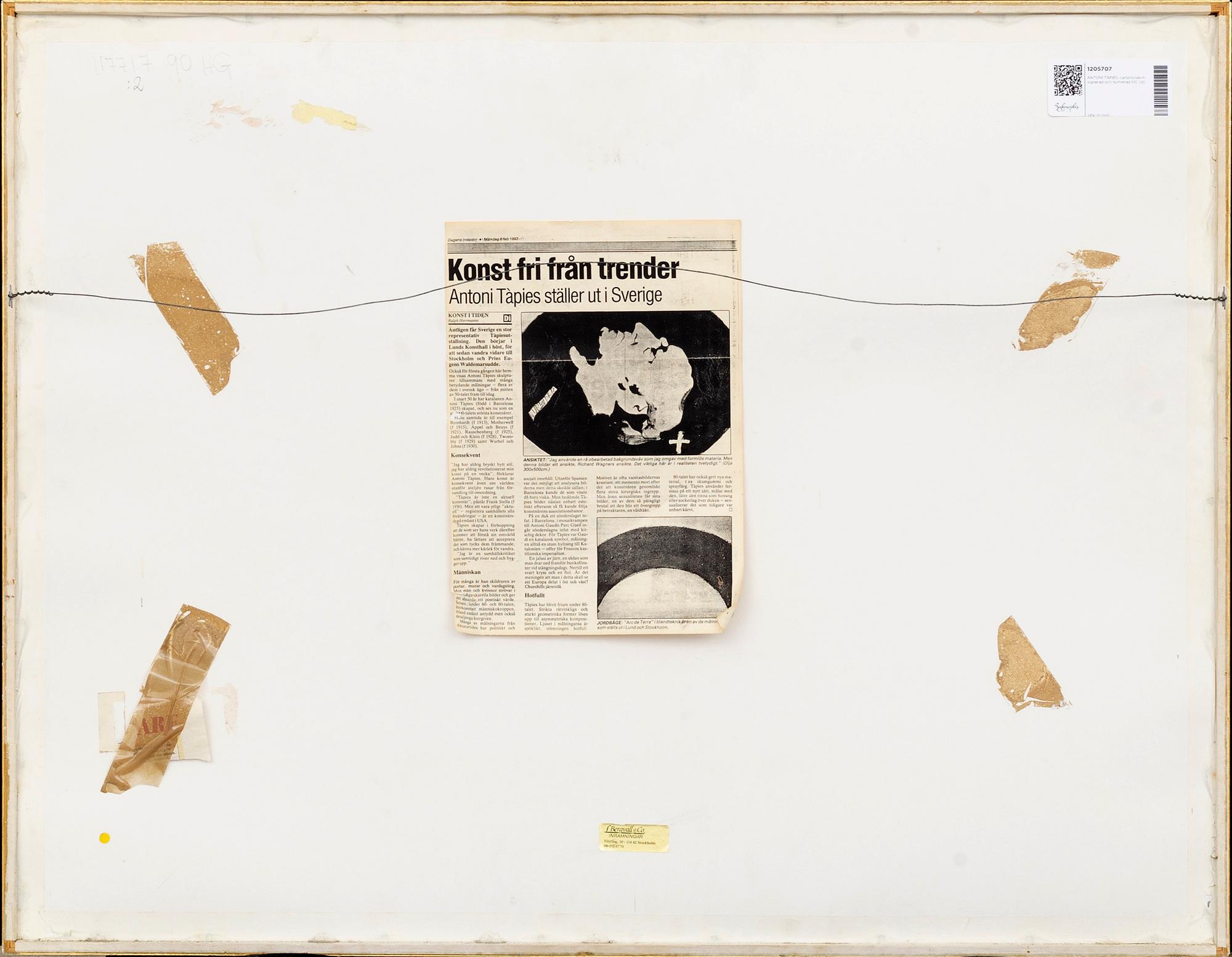 ANTONI TÀPIES, carborundum signerad och numrerad HC.