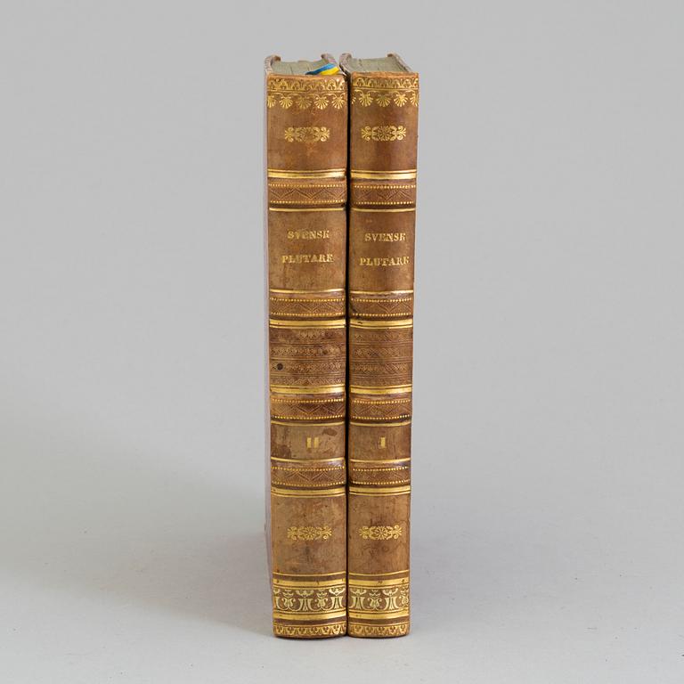 BÖCKER: 2 volymer, Svensk Plutark, JF af Lundblad, tryckt hos Kongl Ordens-Boktryckeriet 1823/26.