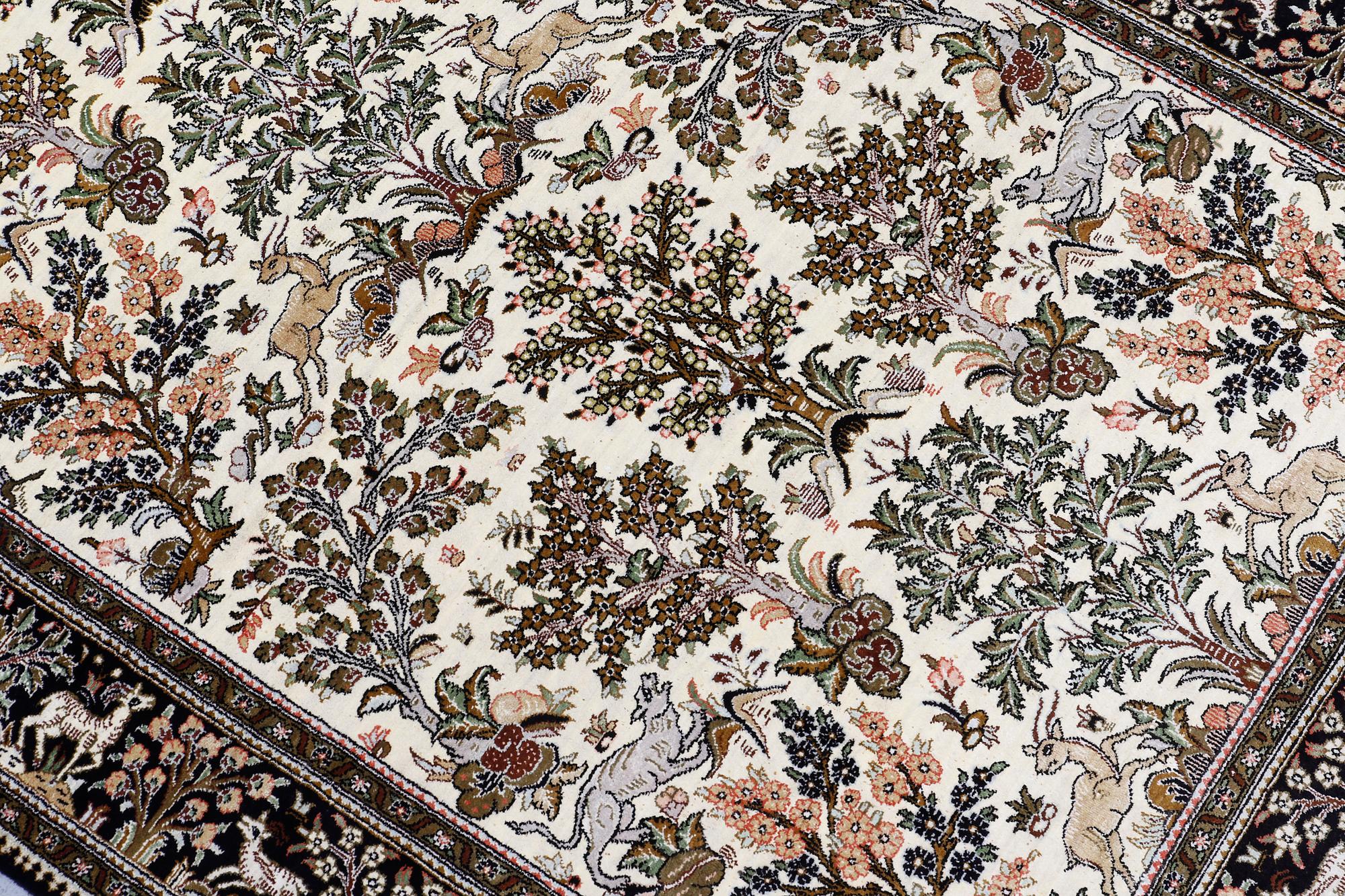 A carpet, Figural Silk Qum, ca 163 x 105 cm.