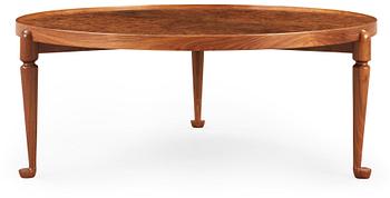 A Josef Frank burrwood and walnut sofa table, Svenskt Tenn, model 2139.