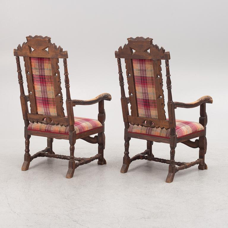 A pair of Baroque style armchairs, circa 1900.