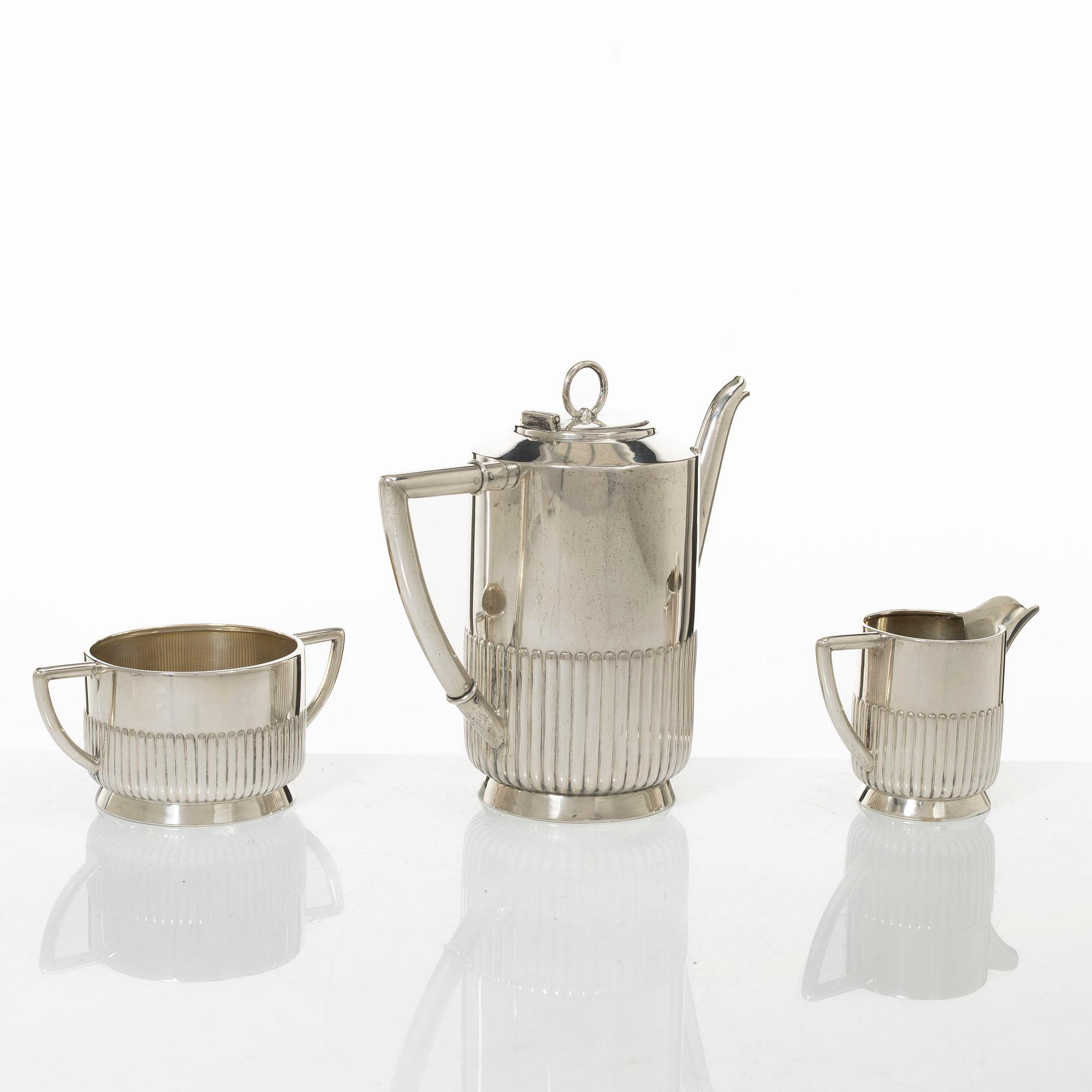 Kaffeservis, 3 delar, C.G Hallberg Stockholm 1919.