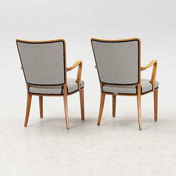 ASKI, AB Svenska Kontorsmöbelindustrier, a pair of beech armchairs, Bodafors, 1940's/50's.