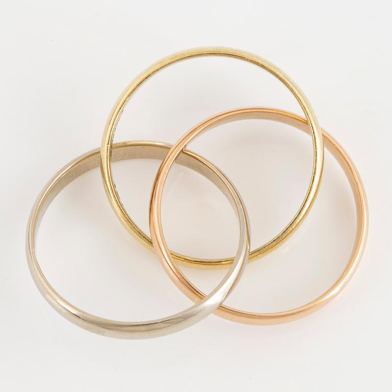 Cartier Trinity ring, 18K gold in three colours.