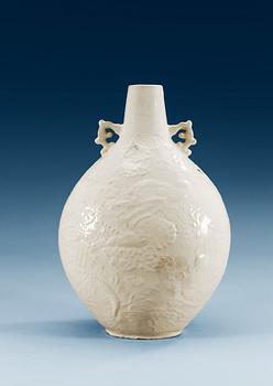 1466. A Ding type soft paste pilgrim bottle vase, Ming dynasty (1368-1644).