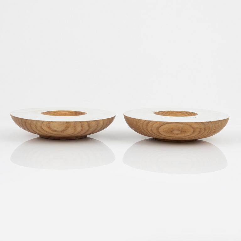 Magnus Ek, a set of eleven ash wood appetizer bowls for Oaxen Krog, 2021.