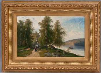 Julius Weidig, BIRCHES BY THE LAKE AT SUMMER TIME.