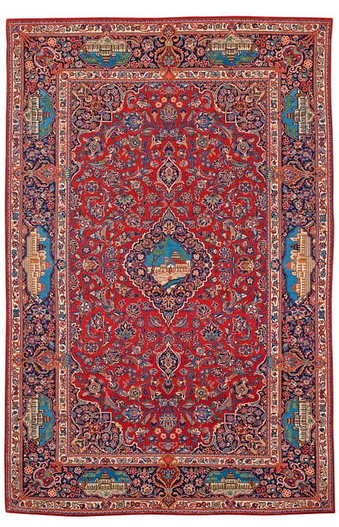 SEMI-ANTIQUE/OLD KASHAN. 203,5 x 134,5 cm.