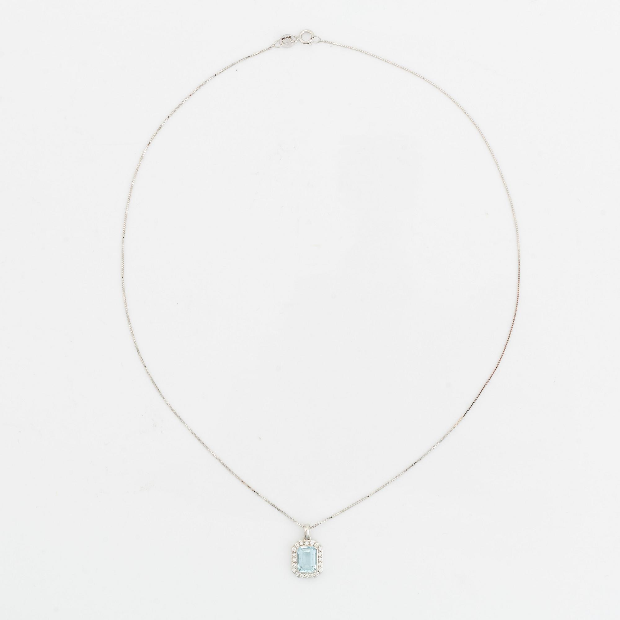 Collier med akvamarin och diamanter.