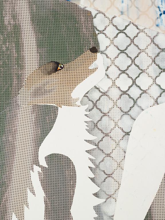 Lara Schnitger, tygcollage och akrylfärg på duk, 2010.