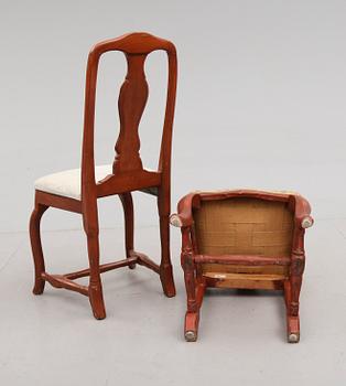 STOLAR, 2 st, senbarock, 1700-tal.