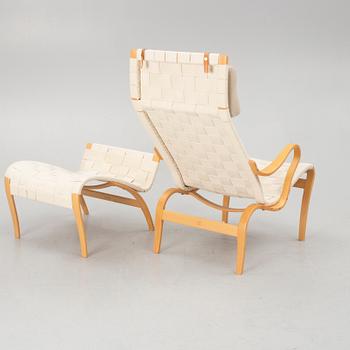 Bruno Mathsson, an armchair with footstool, 'Miranda', Bruno Mathsson International, Värnamo 1998.