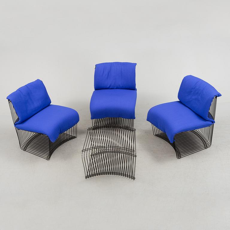 VERNER PANTON, Three 'Pantonova' easy chairs and a sidetable, late 20th Century.