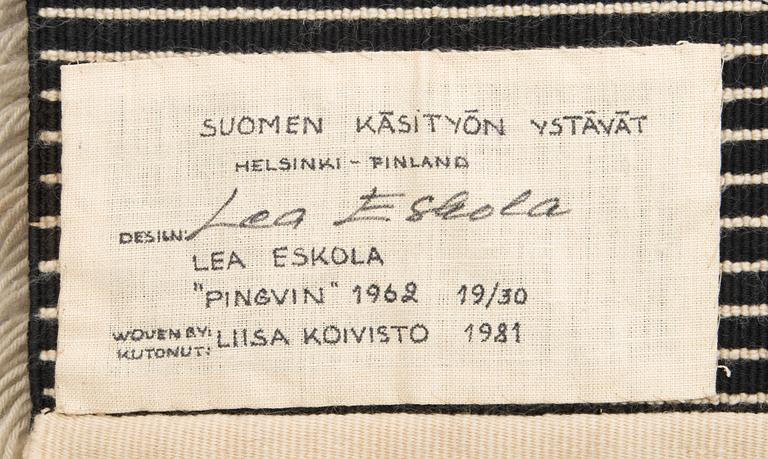 Lea Eskola, ryijy / ryijymatto, malli, Suomen käsityön ystävät. Noin 190 x 125 cm.